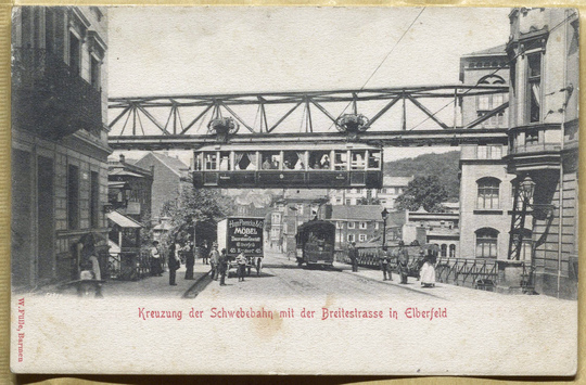 Vorschaubild Wuppertal (Elberfeld): Schwebebahn. Postkarte Verlag W. Fülle, Barmen